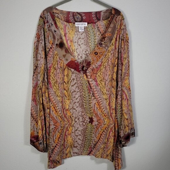 Vintage Women Sheer Floral Tunic Top Size 2X Boho Fairy Kimono VNeck Ethereal - Picture 1 of 12